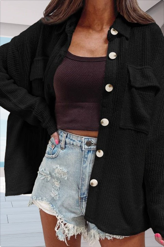 Damen lässige Hemdjacke in strukturiertem Material Drune