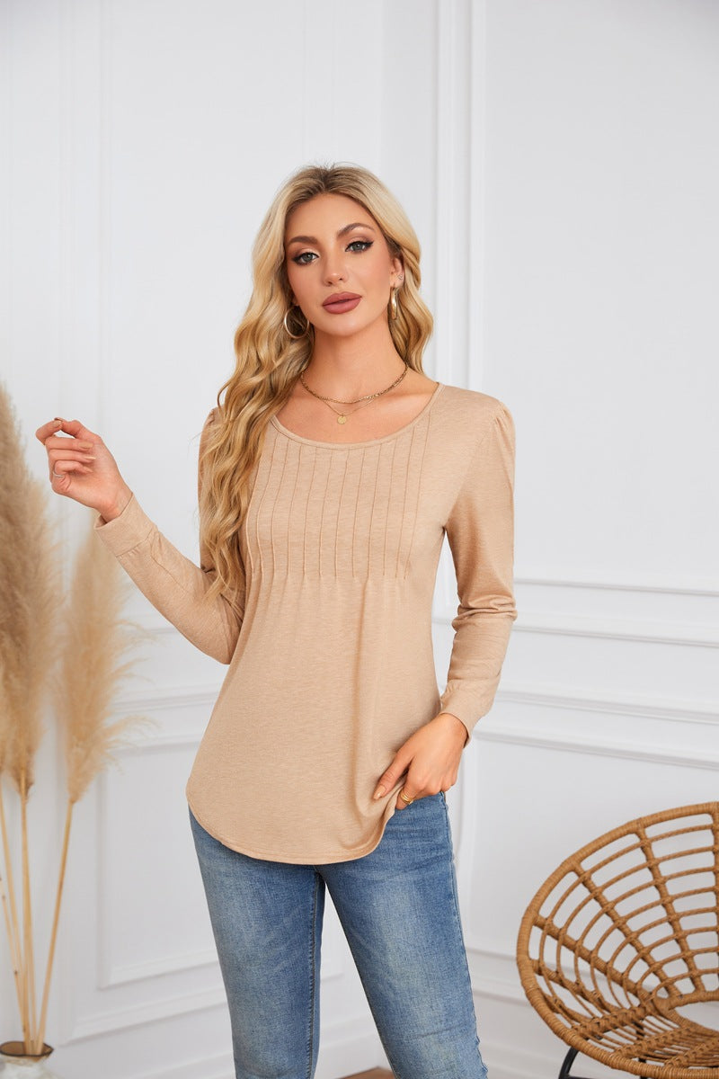 Damen elegante und bequeme Bluse mit Rippenstruktur Drune