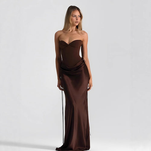 Damen Maxikleid mit elegantem Schnitt und raffinierten Drapierungen Drune