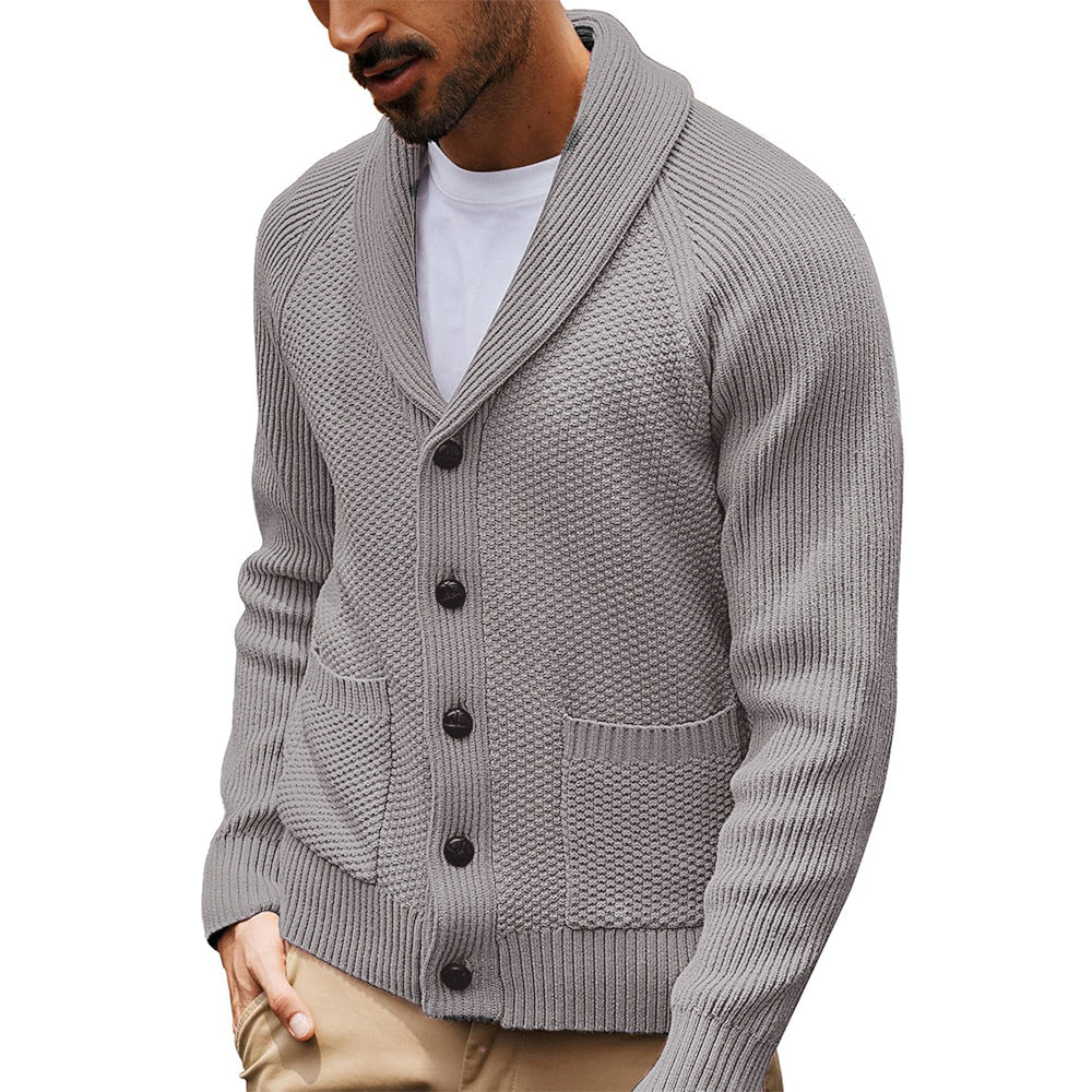 Herren Strickjacke mit strukturiertem Design und praktischem Schalkragen Drune