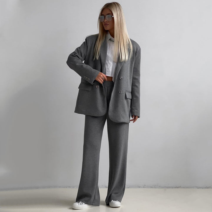 Damen moderne Jogginganzug mit doppelter Knopfleiste und weitem Schnitt Drune