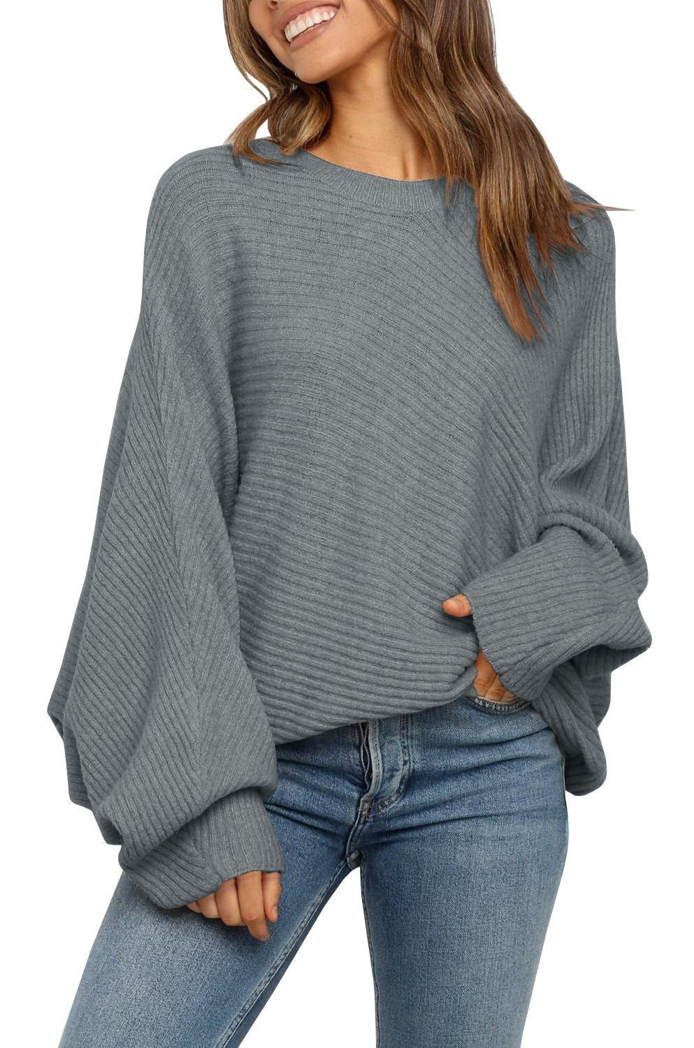 Damen Bequemer oversized Strickpullover mit weit geschnittenen Ärmeln Drune