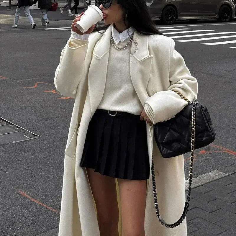 Damen Elegante und fließende weite Hose mit passender Blazerjacke Drune