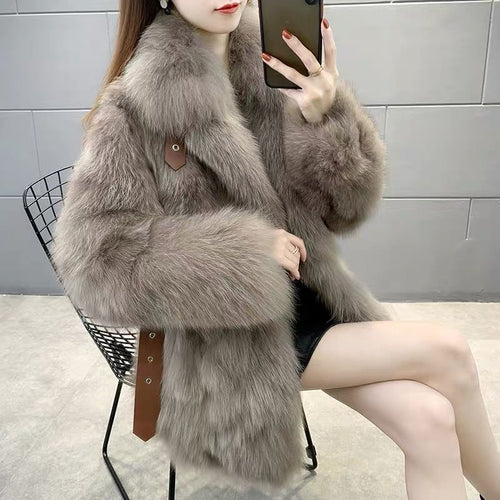 Damen Elegante Kunstpelzjacke Drune