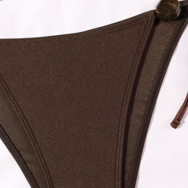 Damen Eleganter Bandeau-Bikini mit dekorativen Perlen Drune