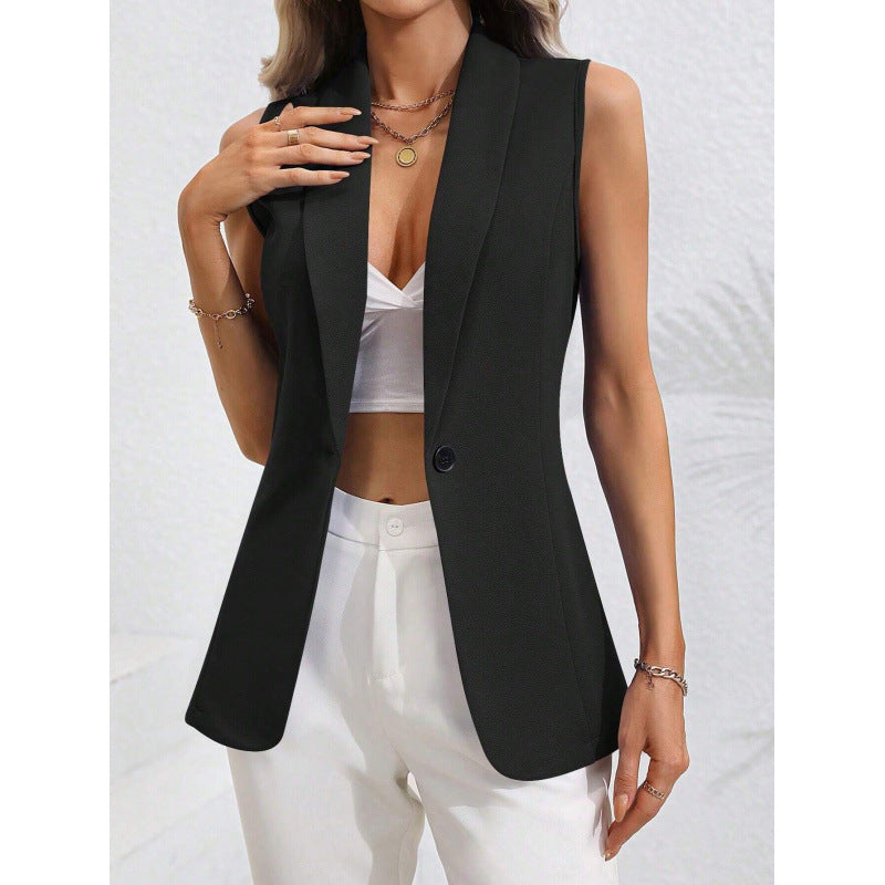 Damen ärmellose Blazerjacke mit elegantem Schnitt und taillierter Silhouette Drune