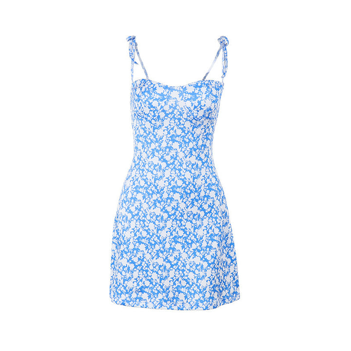 Damen Freizeitliches Minikleid mit floralem Muster und verstellbaren Spaghetti-Trägern Drune