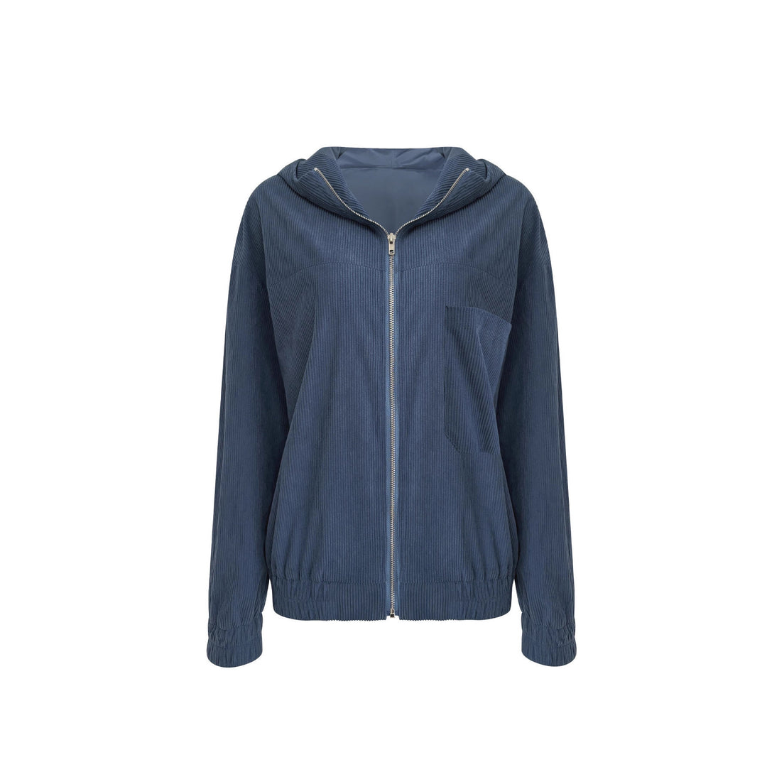 Damen cropped Kapuzenjacke aus hochwertigem Cordstoff mit praktischen Taschen und elastischen Bündchen Drune