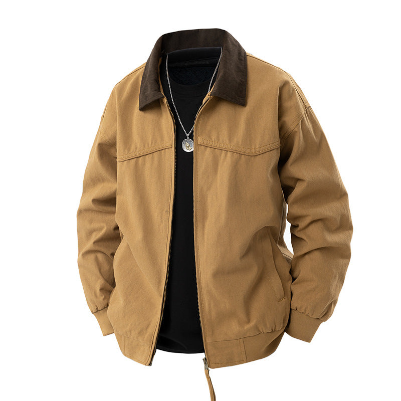Herren leichte Utility-Jacke mit Stehkragen und praktischen Taschen Drune