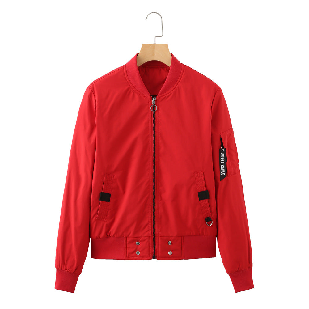 Damen lässige Bomberjacke mit praktischen Taschen und elastischen Bündchen Drune