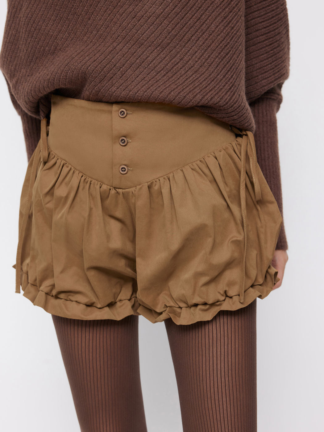 Damen modische Rüschen-Shorts mit hohen Bund und verstellbaren Kordeln Drune