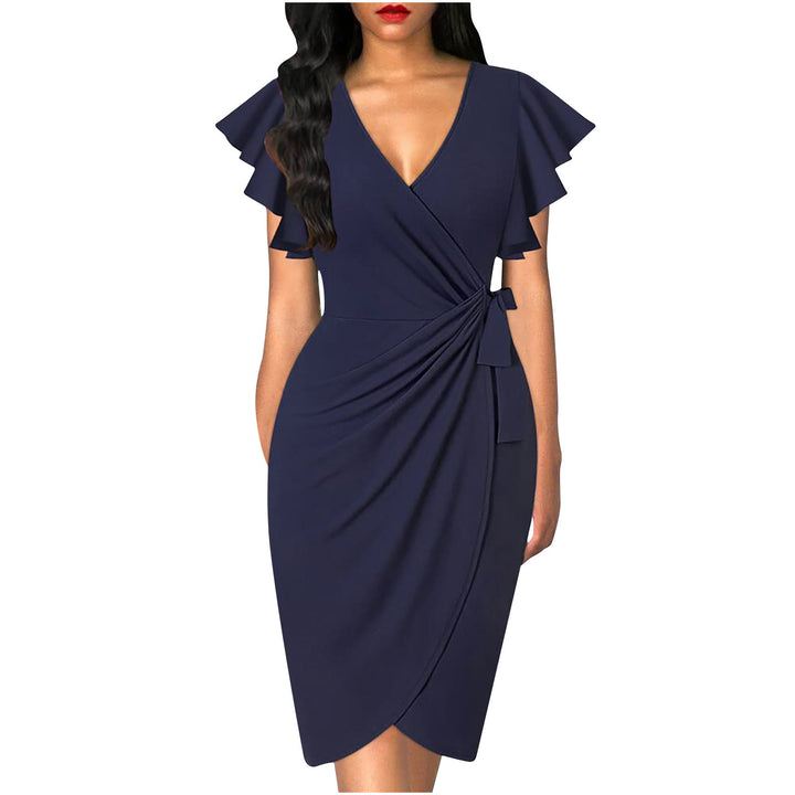 Damen Wickelkleid mit Rüschendetails und elastischem Tailleneinsatz Drune