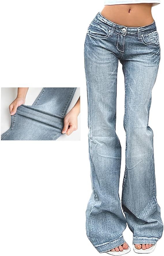 Damen Bootcut-Jeans mit flexibler Passform und hohem Bund Drune