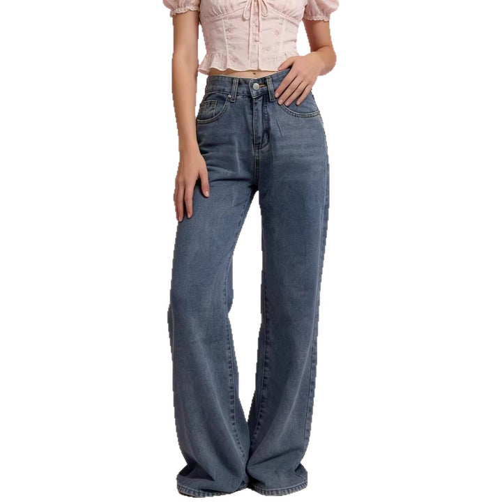 Damen Weite High-Waist Jeans mit besonderen Nahtdetails Drune