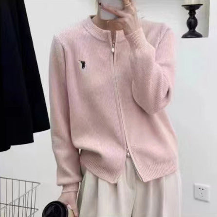Damen Grobstrickjacke mit durchgehendem Reißverschluss und dekorativen Details Drune