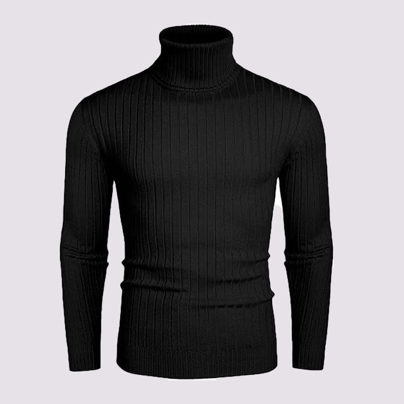 Herren nan gerippter Feinstrick-Rollkragenpullover Slim Fit Drune