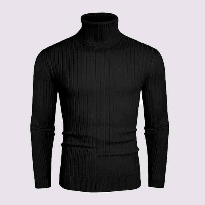 Herren nan gerippter Feinstrick-Rollkragenpullover Slim Fit Drune