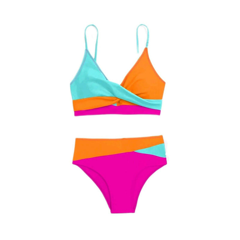 Damen Hoch tailliertes Bikini-Set mit modischem Wickeloberteil Drune
