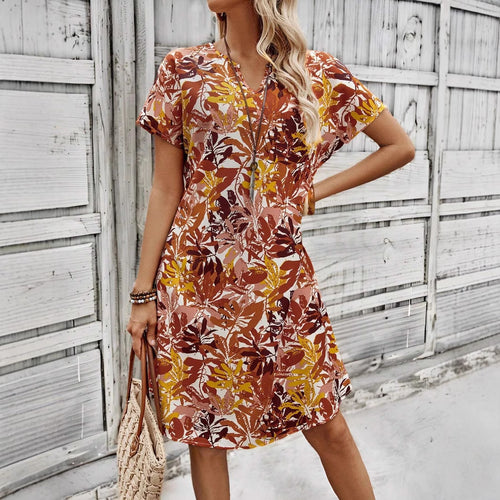 Damen leichtes Freizeitkleid mit floralem Design Drune