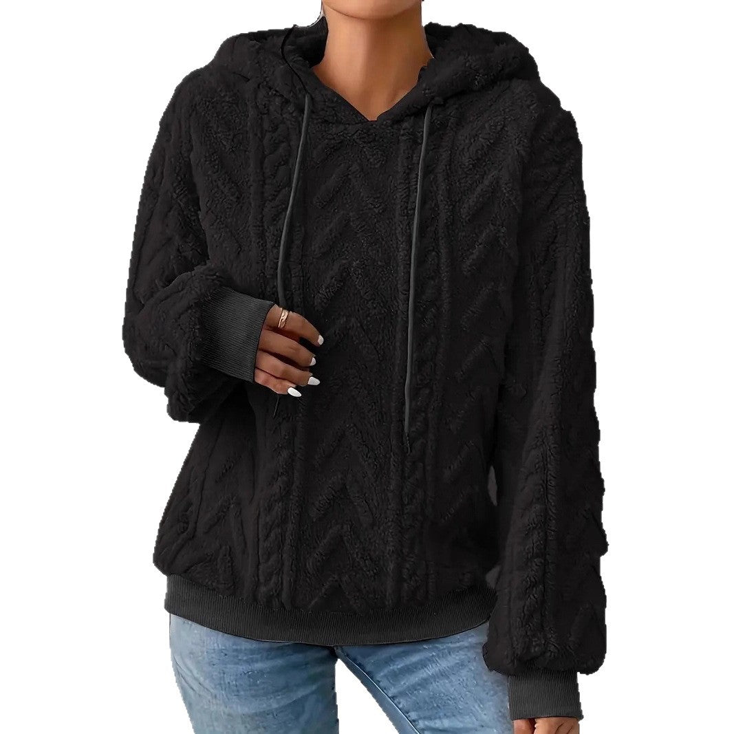 Damen Kuschel-Hoody mit Zopfstrickmuster Drune