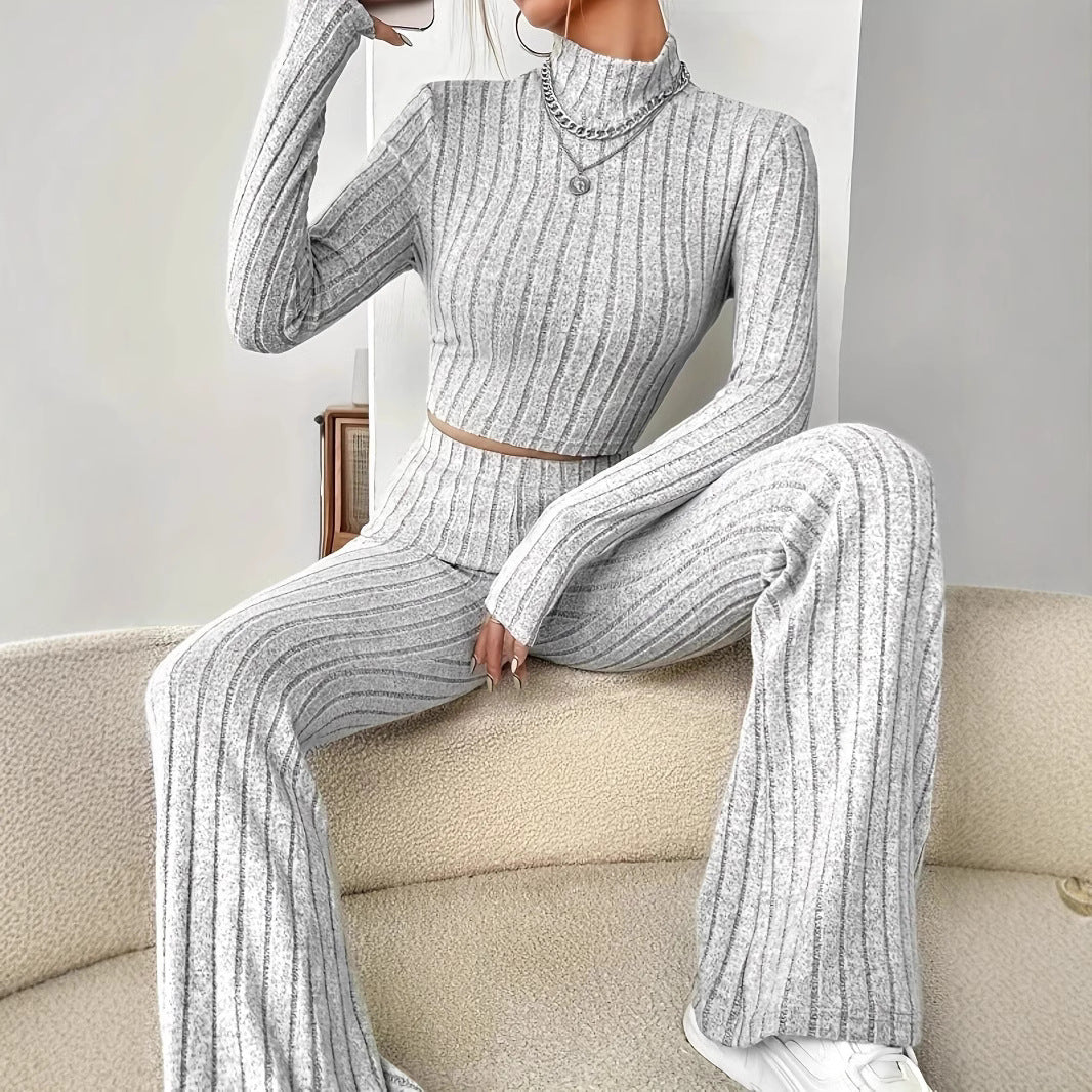 Damen elegantes Strick-Set mit hoher Passform und strukturiertem Design Drune