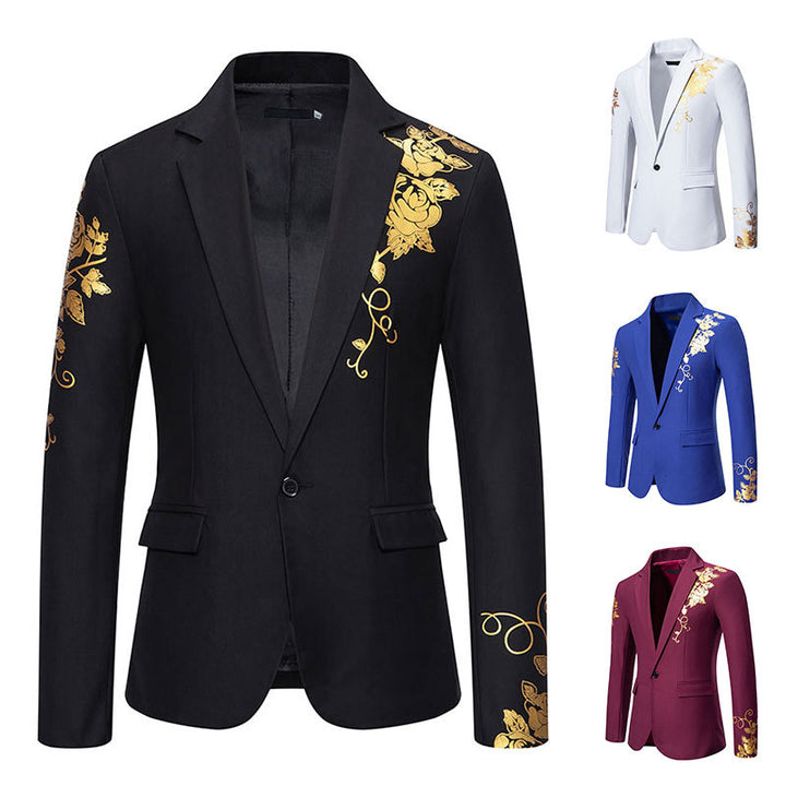 Herren nan eleganter taillierter Smoking-Blazer mit floraler Verzierung Drune