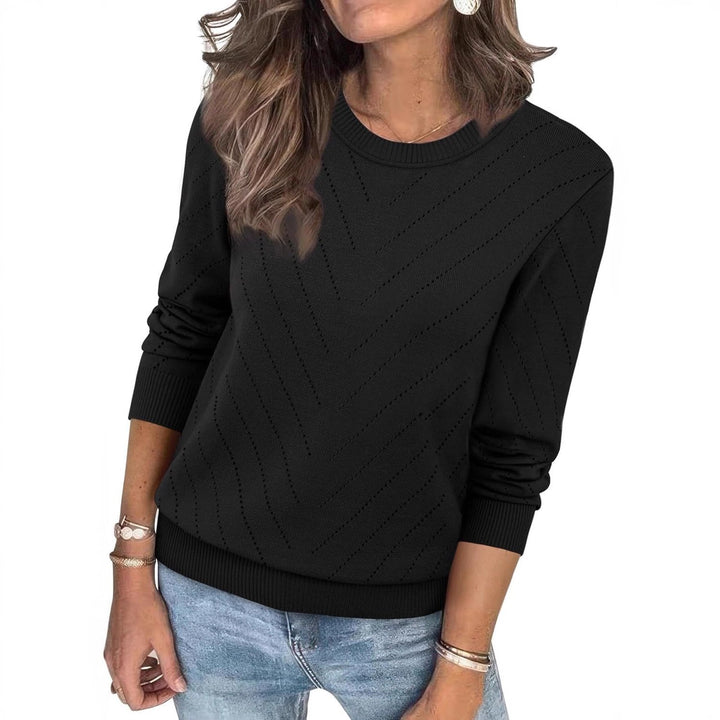Damen modischer Strickpullover mit V-Ausschnitt und dezentem Rautenmuster Drune