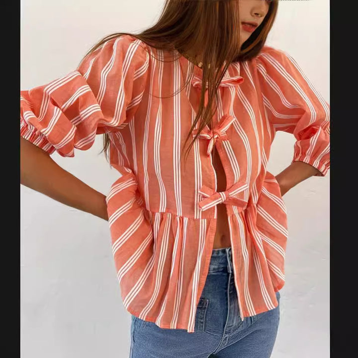 Damen Bluse mit Rüschendetails und raffinierter Knopföffnung Drune