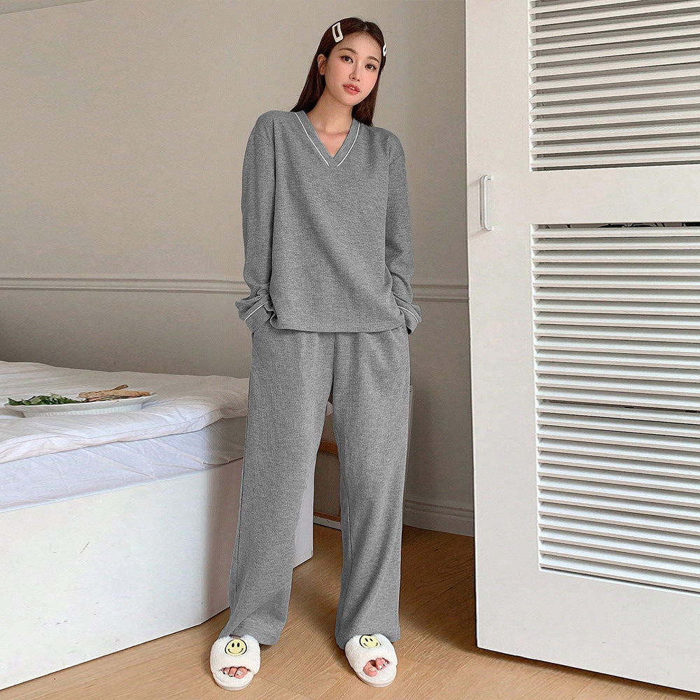 Damen Loungeanzug mit V-Ausschnitt und weitem Schnitt Drune