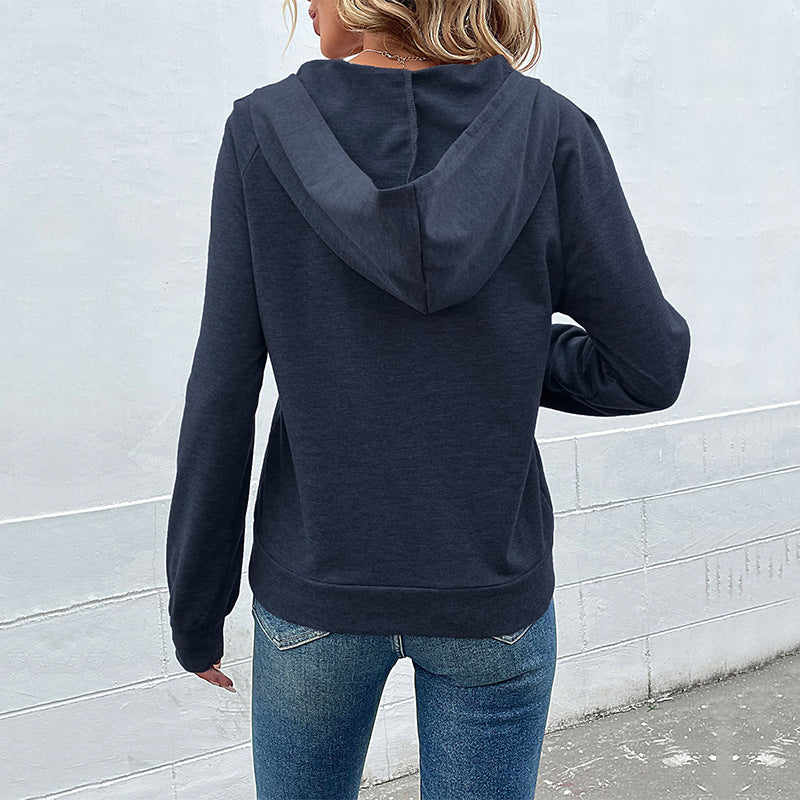 Damen lässiger Kapuzenpullover mit Knopfdetails und modernem Schnitt Drune