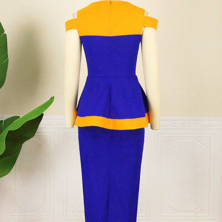 Damen figurbetontes Kleid mit modischem Geometrie-Muster Drune