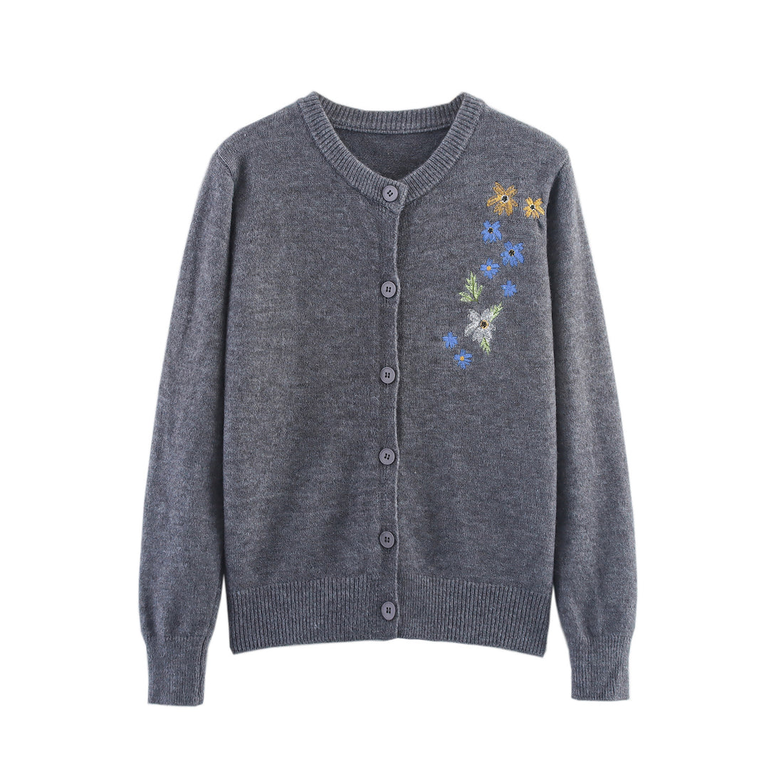 Damen Strickjacke mit floralen Stickereien Drune