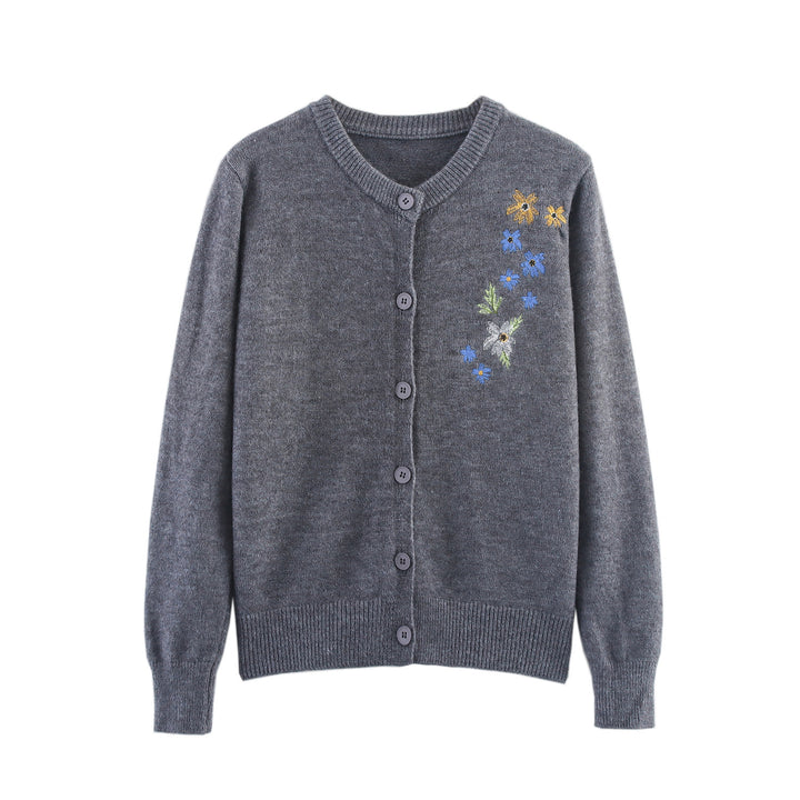 Damen Strickjacke mit floralen Stickereien Drune