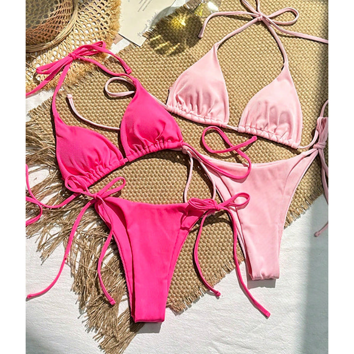 Damen Triangel-Bikini-Set mit verstellbaren Bindebändern und elegantem Schnitt Drune