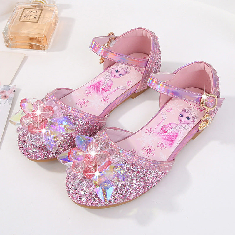 Mädchen Glitzernde Ballerinas mit Blumenapplikationen Drune