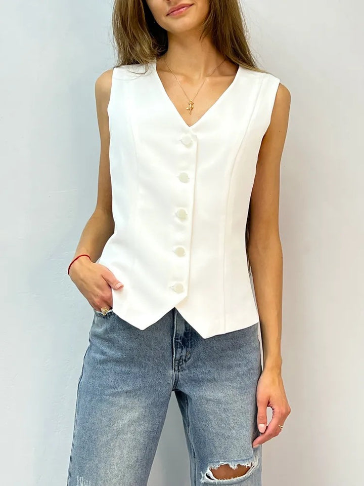 Damen ärmelloses Blusenkleid mit schmaler Passform Drune