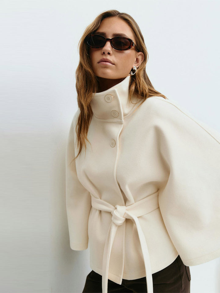 Damen Elegante Cape-Jacke mit Gürtel Drune