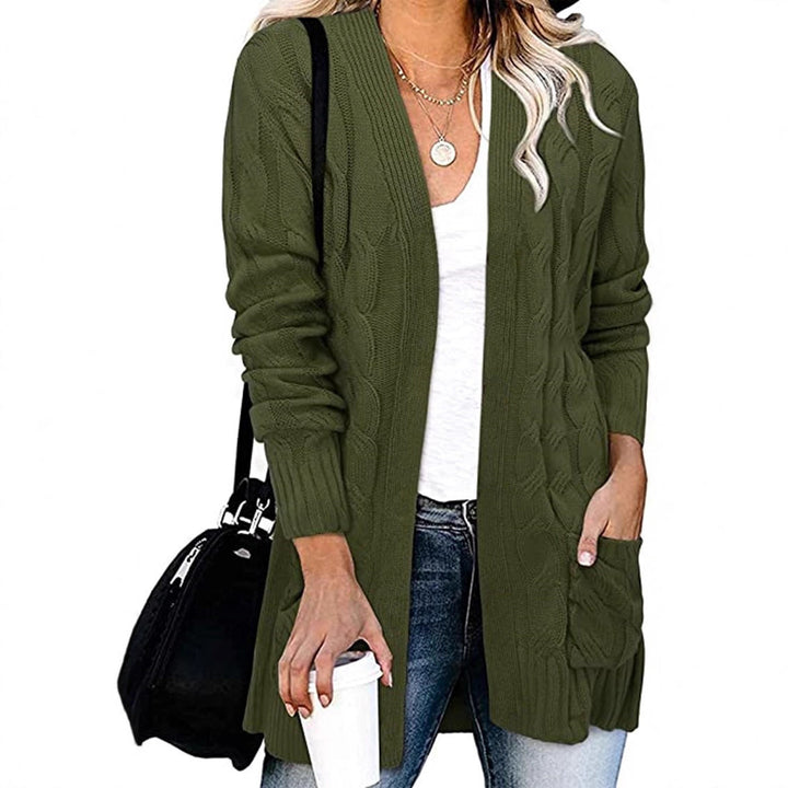 Damen Strickjacke im eleganten Kabelmuster mit offenen Taschen Drune