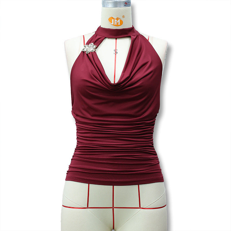 Damen Elegantes Wickeltop mit Raffungen Drune