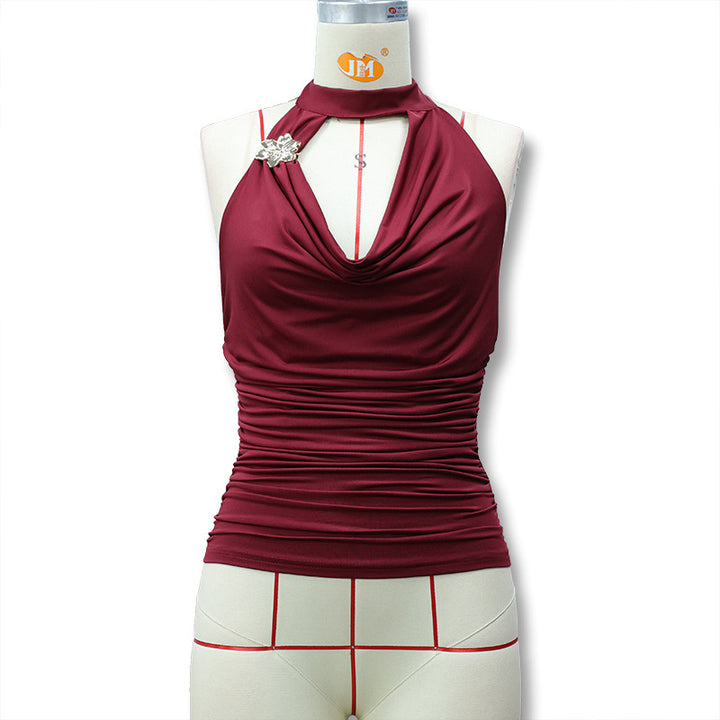 Damen Elegantes Wickeltop mit Raffungen Drune