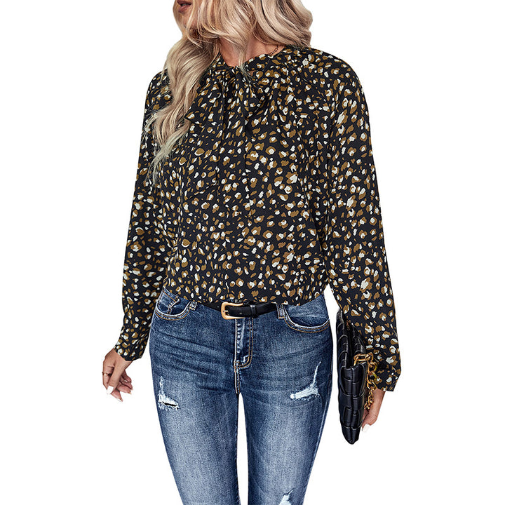 Damen Bluse mit modernem Punkte-Design und elegantem Kragen Drune