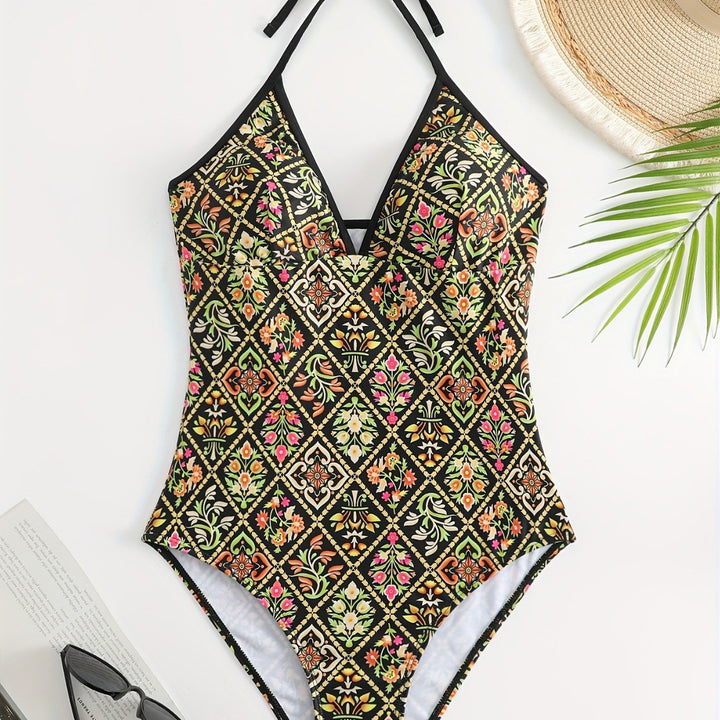 Damen Einteiliger Badeanzug mit modischem floralem Design Drune