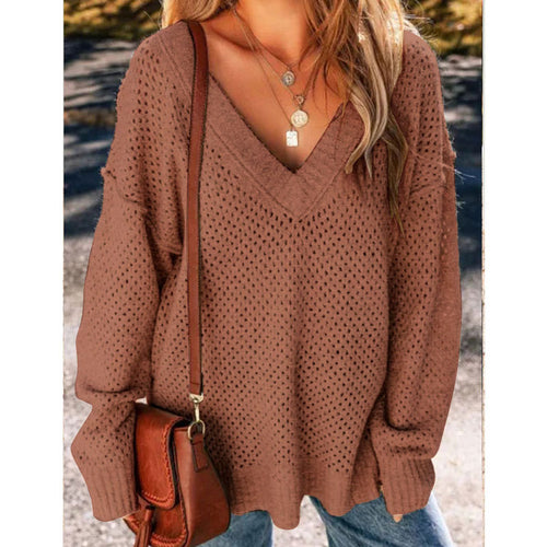 Damen Luftiger Strickpullover mit modernem Lochmuster Drune