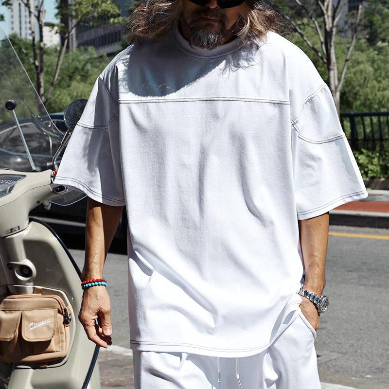 Herren lässiges Kurzarm-T-Shirt mit oversized Schnitt und komfortablen Hosen Drune