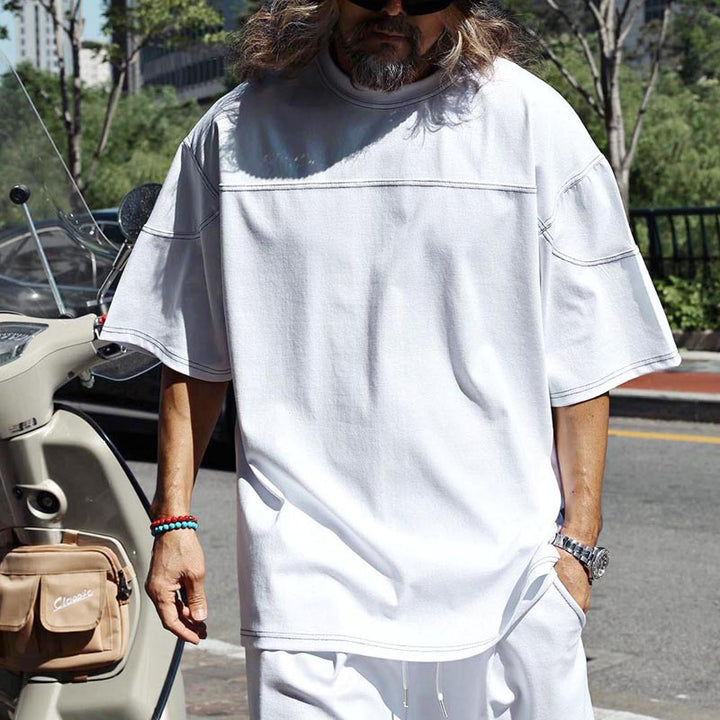 Herren lässiges Kurzarm-T-Shirt mit oversized Schnitt und komfortablen Hosen Drune