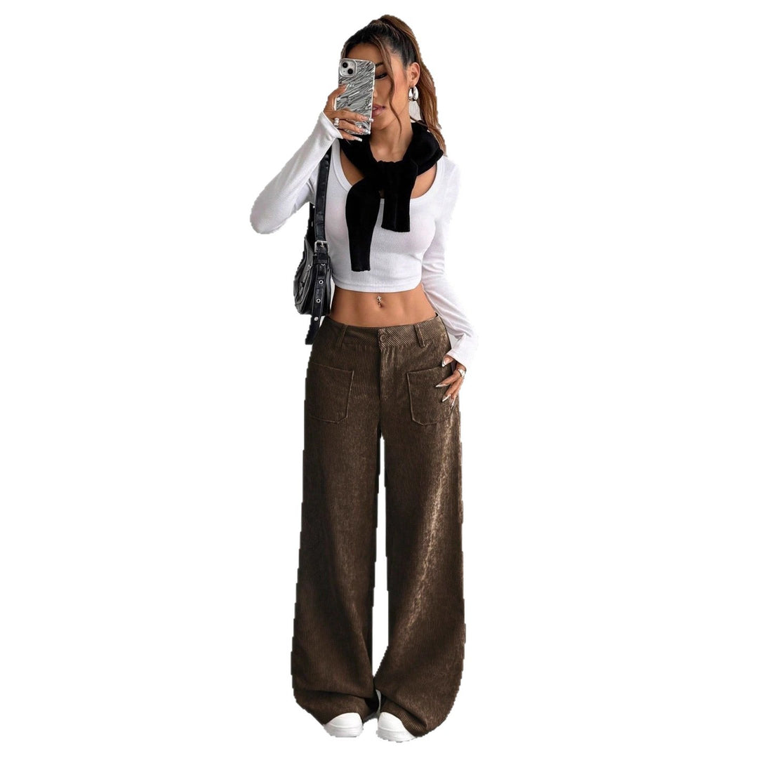 Damen weit geschnittene Cordhose mit praktischen Taschen Drune