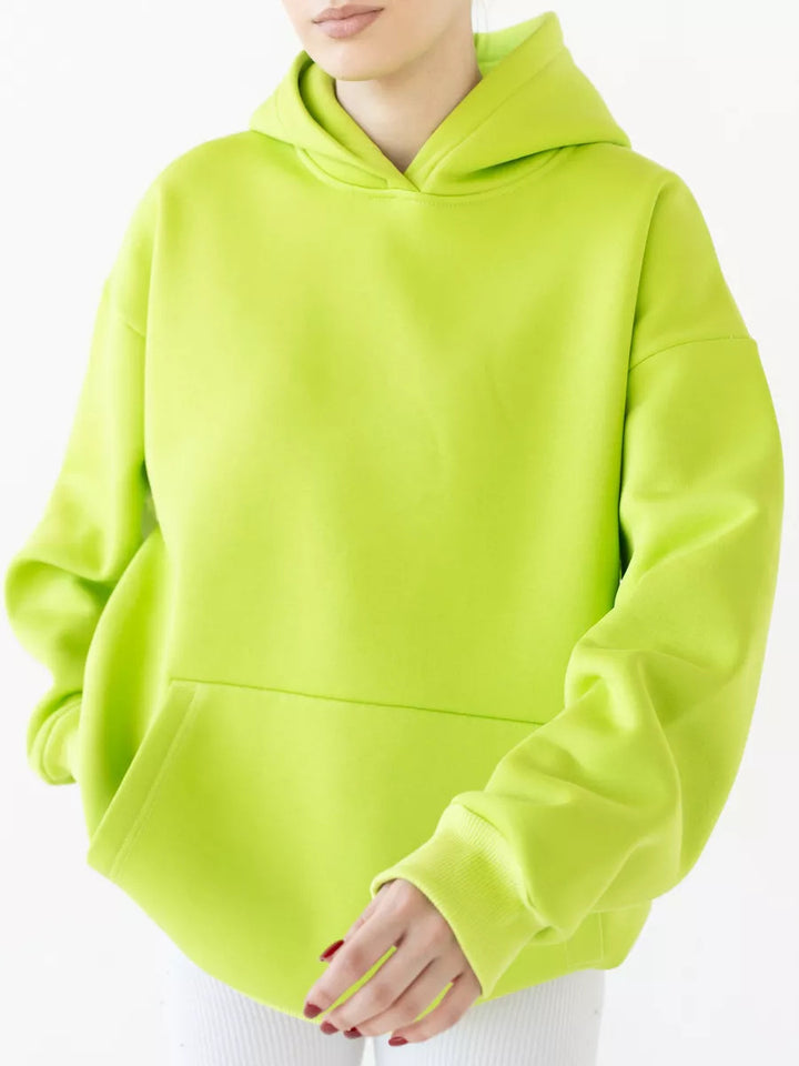 Damen nan oversized Kapuzenpullover mit Kängurutasche und dropped-shoulder Schnitt Drune