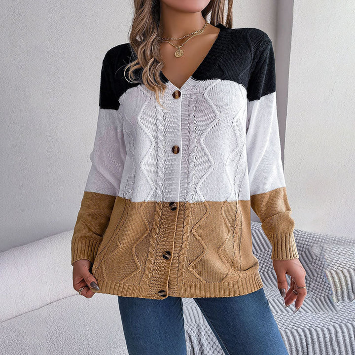 Drune | Farbblock Strickjacke Mit Modischem Stil