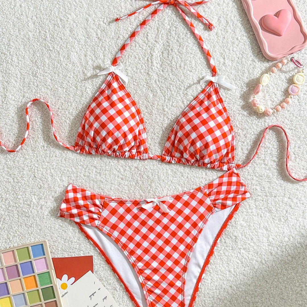 Damen Triangel-Bikini mit verstellbaren Schnürdetails und charmanten rüschigen Akzenten Drune