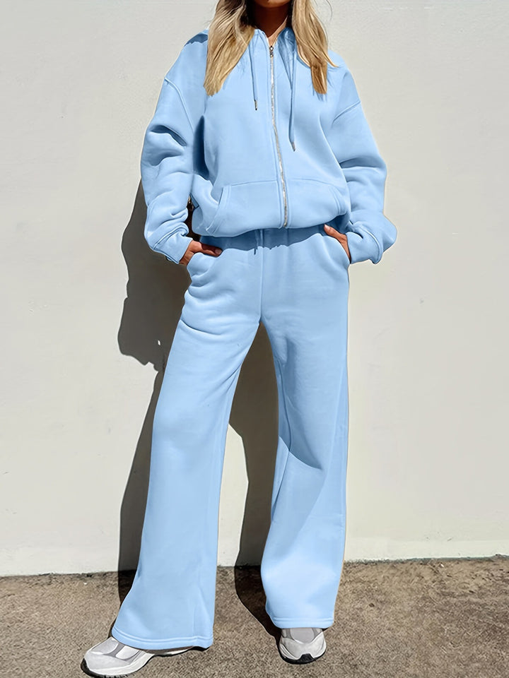 Damen Lässiges Freizeit-Set mit modernem Oversized Hoodie und weitem Hosenstil Drune